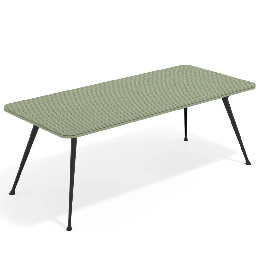 Mesa de oficina gran formato Tekno, fondo 100, patas aluminio inyectado, estructura negra