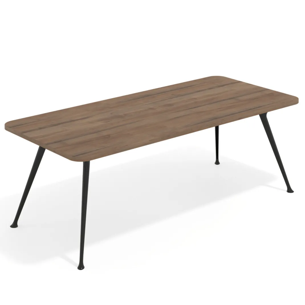 Mesa de oficina gran formato Tekno, fondo 100, patas aluminio inyectado, estructura negra