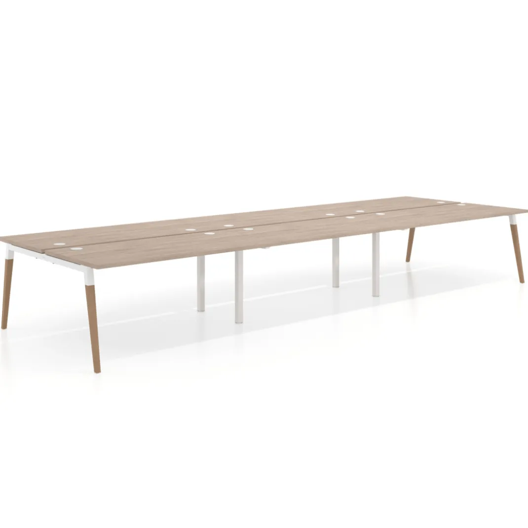 Mesa de oficina multipuesto Arki triple, fondo 166 cm, sobre recto