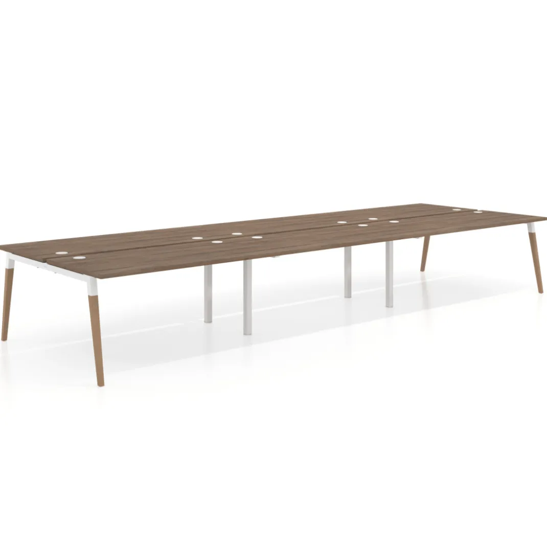 Mesa de oficina multipuesto Arki triple, fondo 166 cm, sobre recto