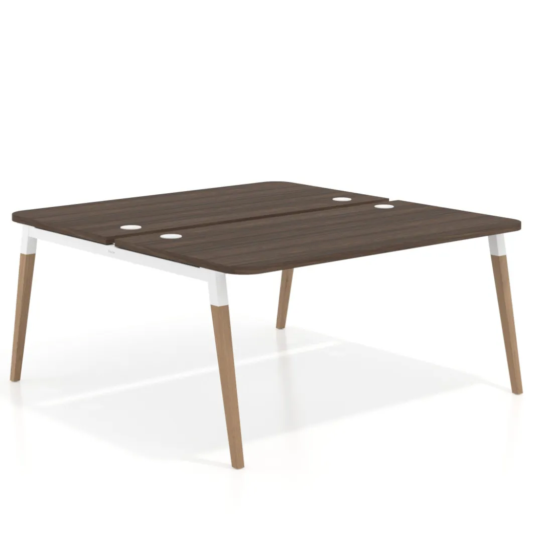 Mesa de oficina multipuesto Arki fondo 166 cm, sobre curvo