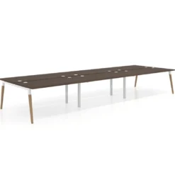 Mesa de oficina multipuesto Arki triple, fondo 166 cm, sobre recto