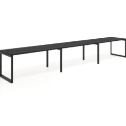 Mesa de oficina progresiva Delta triple, fondo 80cm, estructura negra