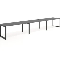 Mesa de oficina progresiva Delta triple, fondo 80cm, estructura negra