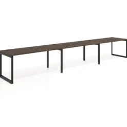 Mesa de oficina progresiva Delta triple, fondo 80cm, estructura negra