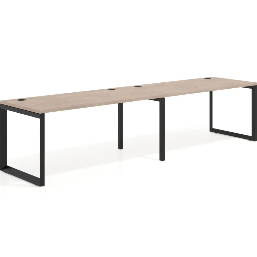 Mesa de oficina progresiva Delta doble, fondo 80cm, estructura negra