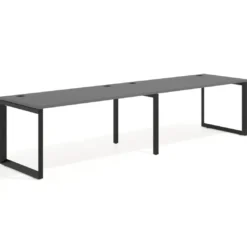 Mesa de oficina progresiva Delta doble, fondo 80cm, estructura negra