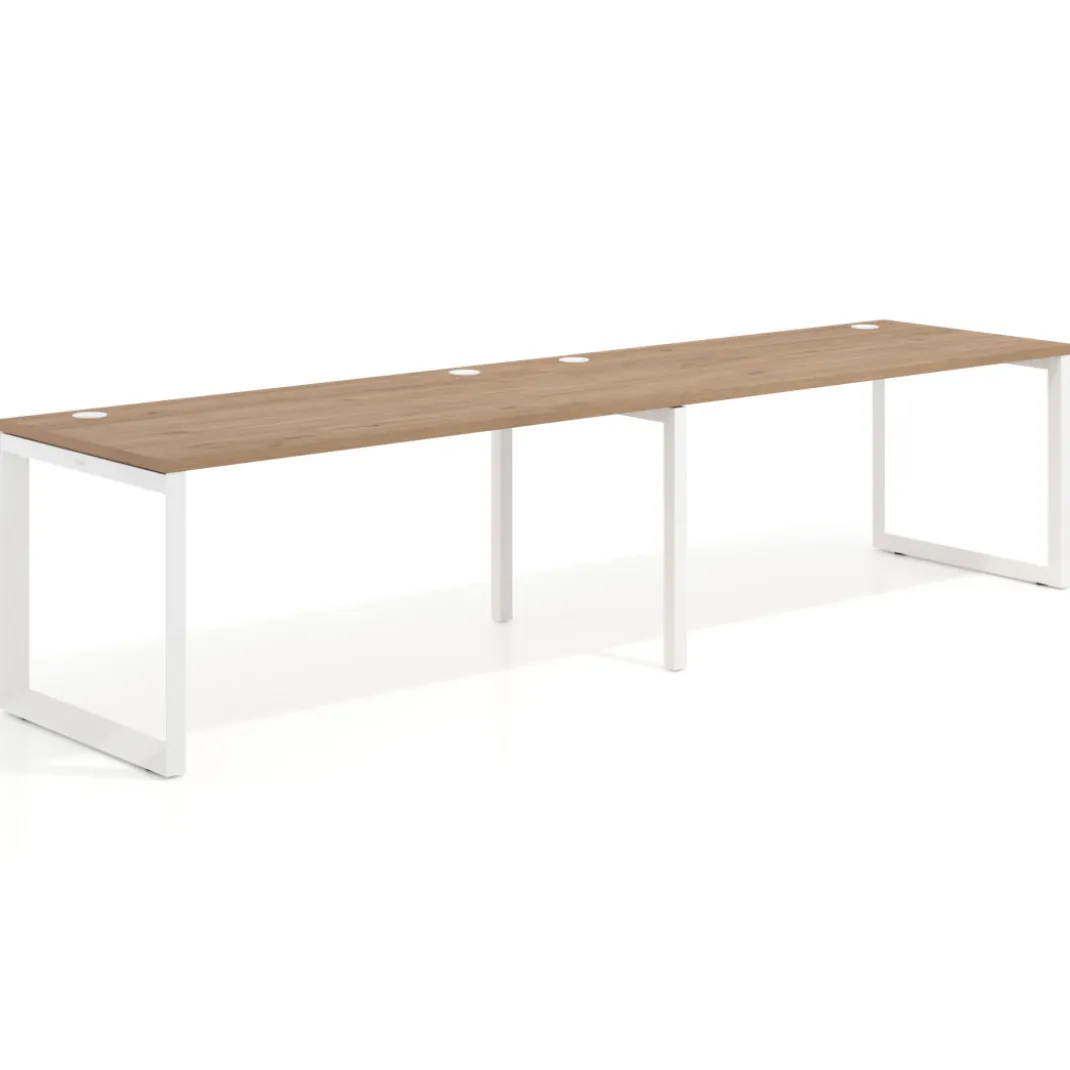 Mesa de oficina progresiva Delta doble, fondo 80cm, estructura blanca