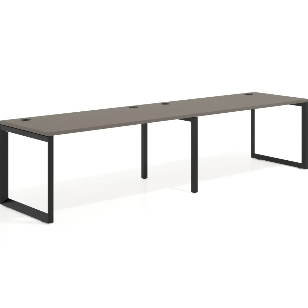 Mesa de oficina progresiva Delta doble, fondo 80cm, estructura negra