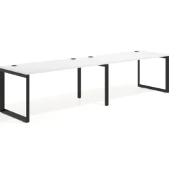 Mesa de oficina progresiva Delta doble, fondo 80cm, estructura negra