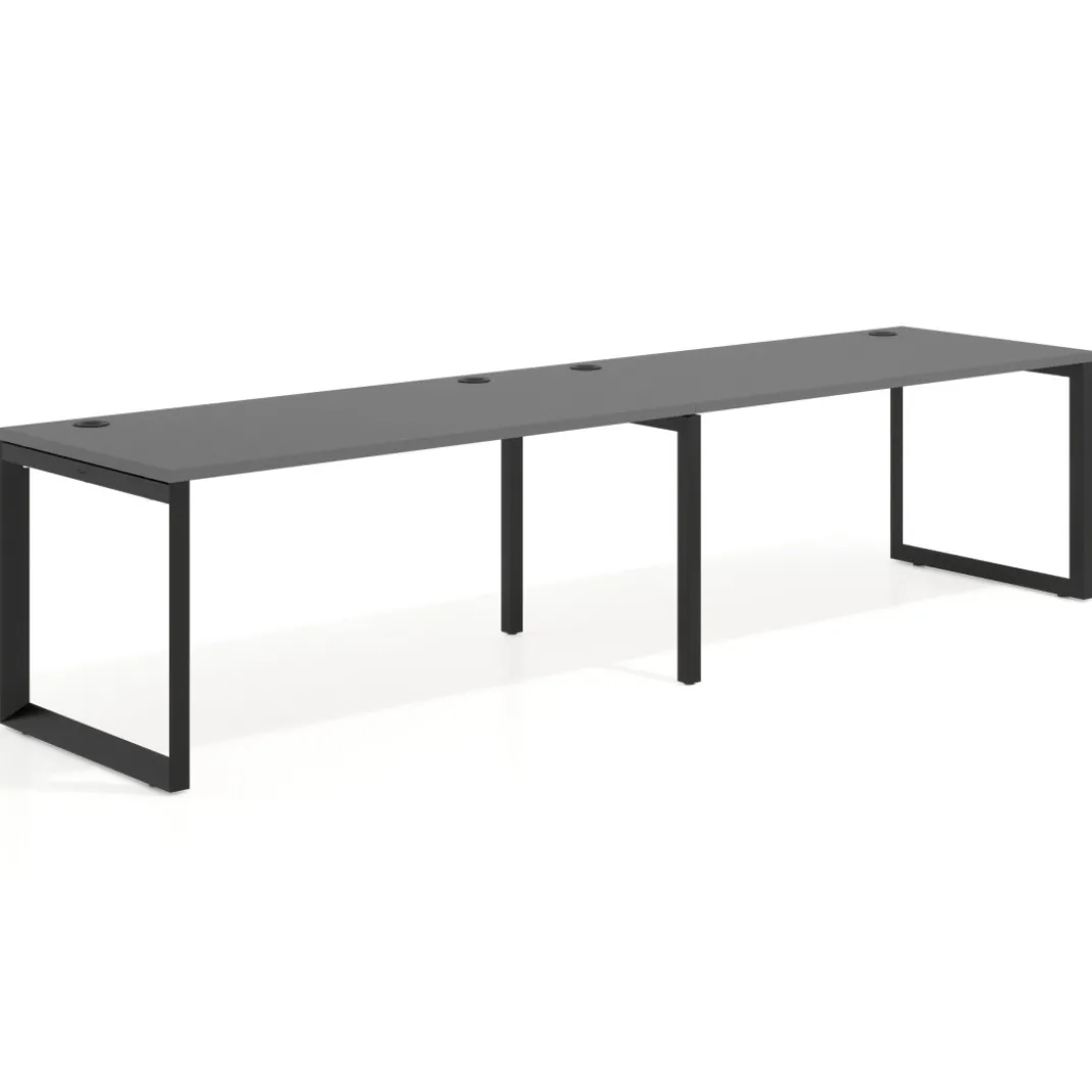 Mesa de oficina progresiva Delta doble, fondo 80cm, estructura negra