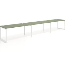 Mesa de oficina progresiva Delta triple, fondo 80cm, estructura blanca