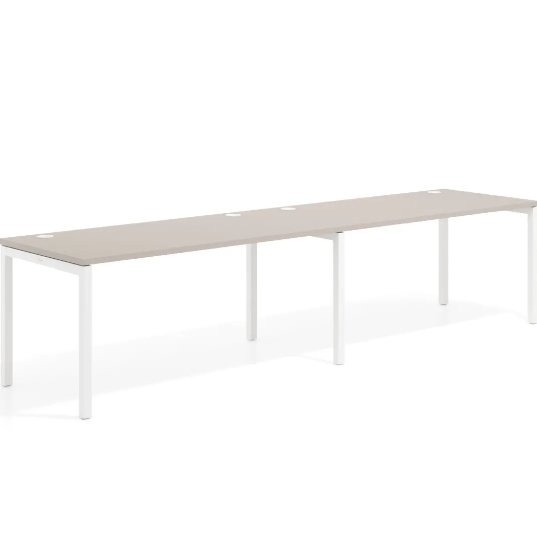 Mesa de oficina progresiva doble Kube, fondo 80cm, estructura blanca