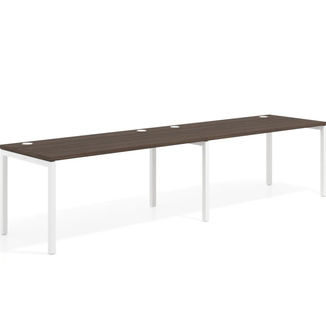 Mesa de oficina progresiva doble Kube, fondo 80cm, estructura blanca