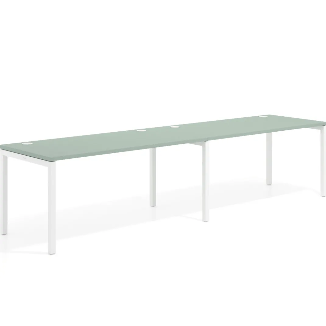 Mesa de oficina progresiva doble Kube, fondo 80cm, estructura blanca