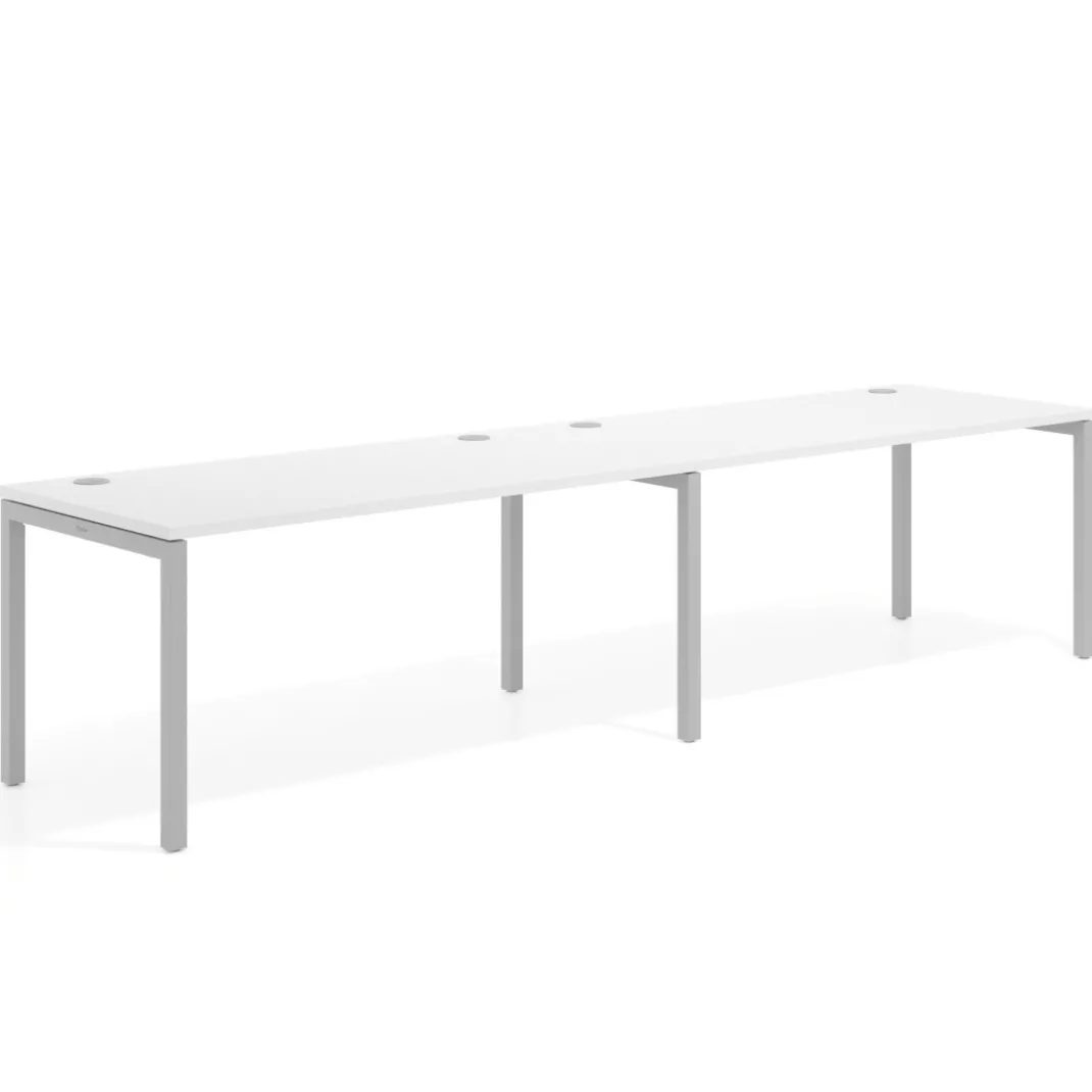 Mesa de oficina progresiva doble Kube, fondo 80cm, estructura aluminio