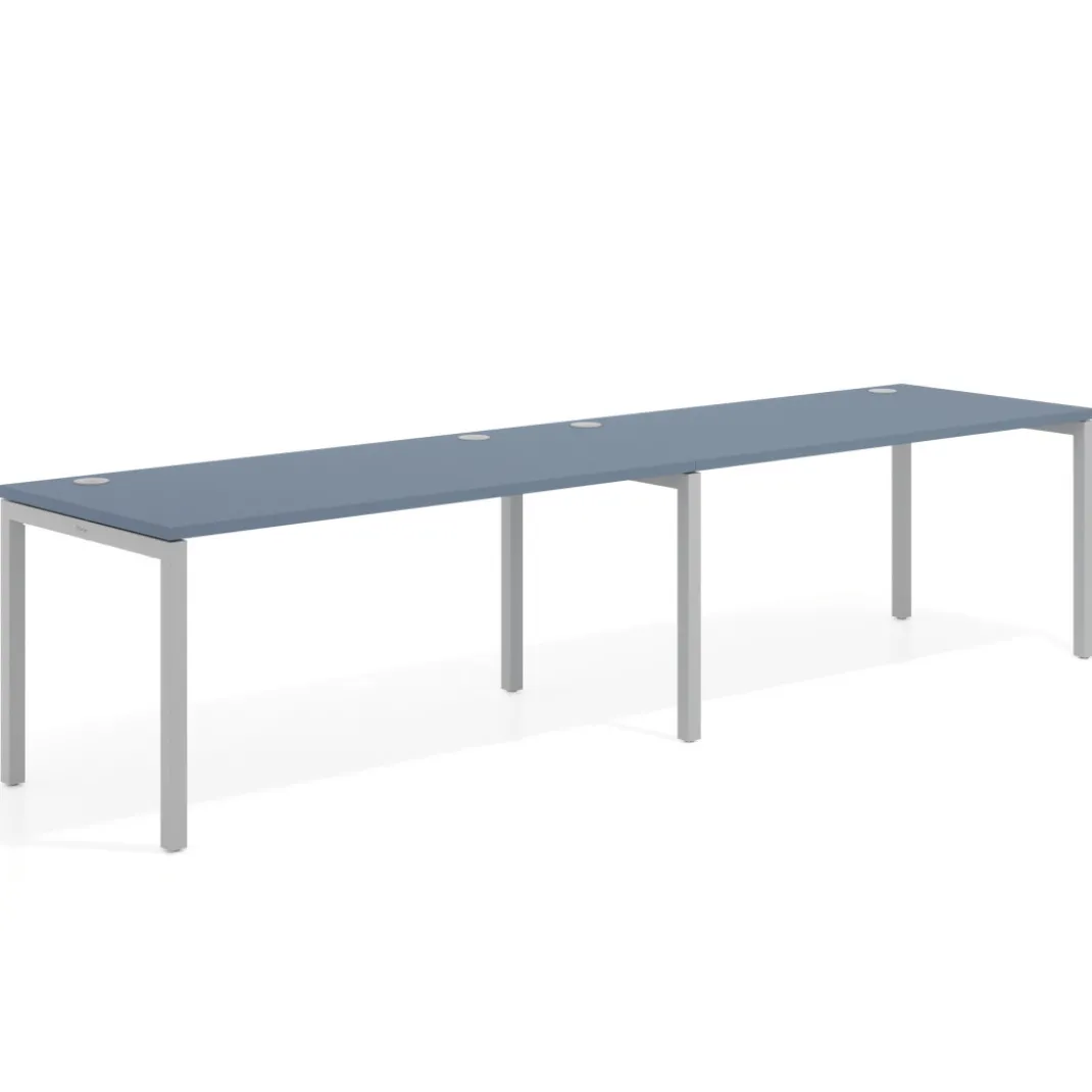 Mesa de oficina progresiva doble Kube, fondo 80cm, estructura aluminio
