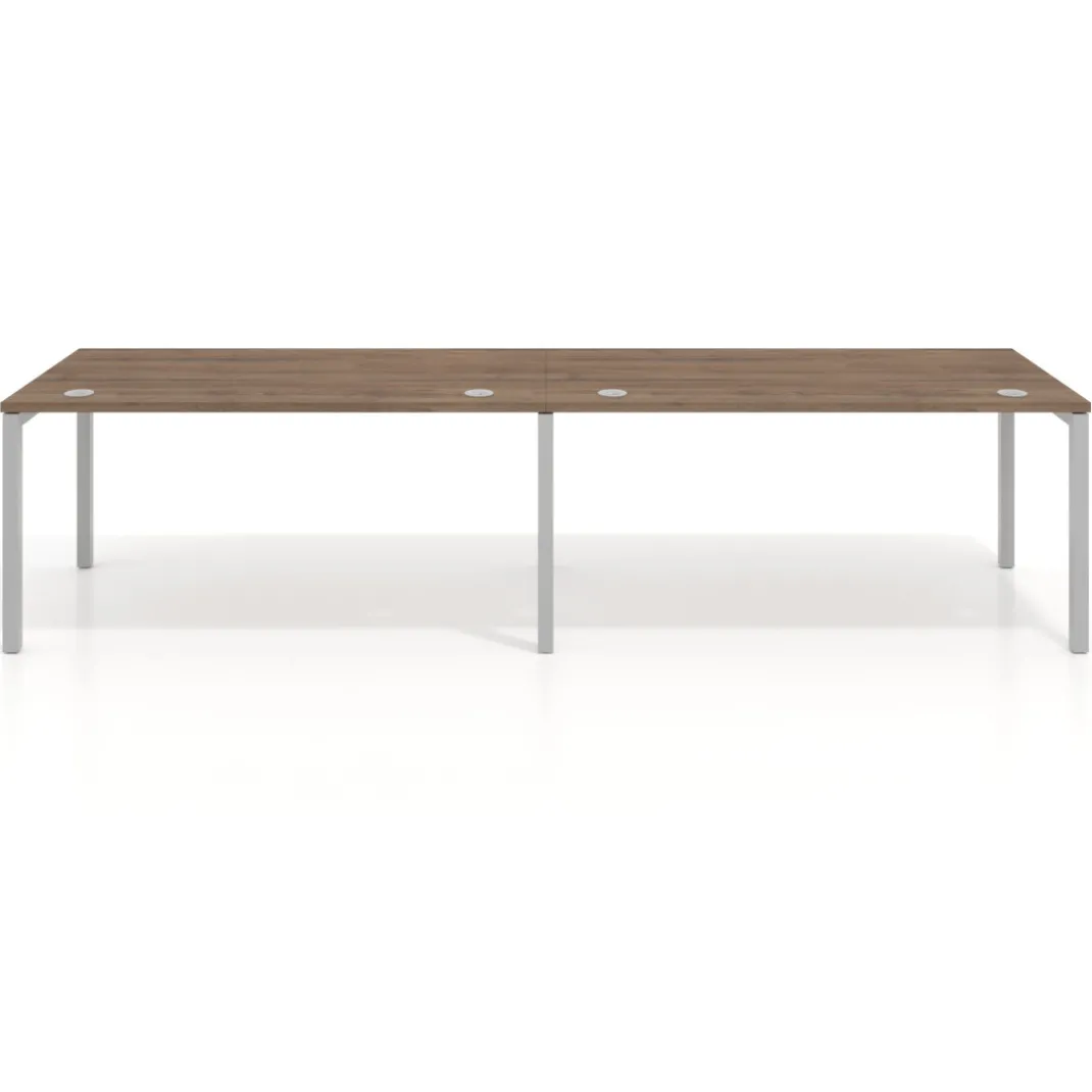 Mesa de oficina progresiva doble Kube, fondo 80cm, estructura aluminio