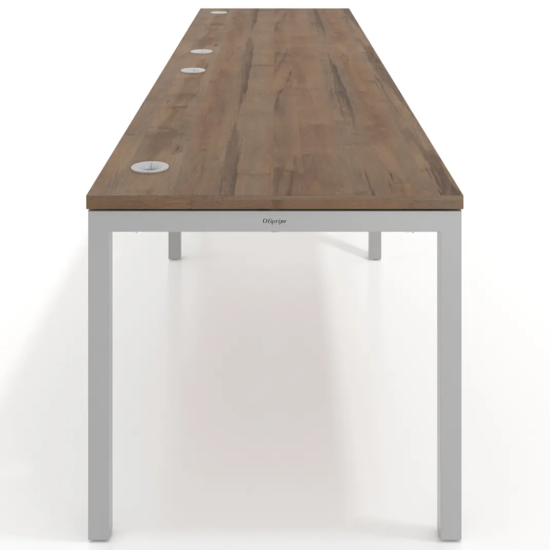Mesa de oficina progresiva doble Kube, fondo 80cm, estructura aluminio