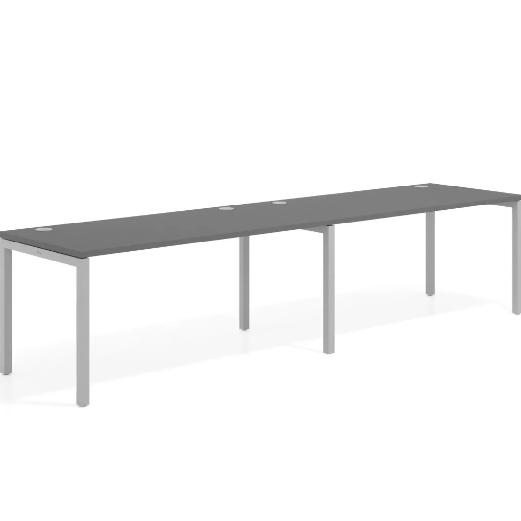 Mesa de oficina progresiva doble Kube, fondo 80cm, estructura aluminio