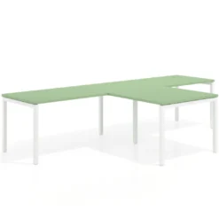 Mesa de oficina progresiva doble con ala extensión Kube, estructura blanca