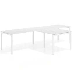 Mesa de oficina progresiva doble con ala extensión Kube, estructura blanca