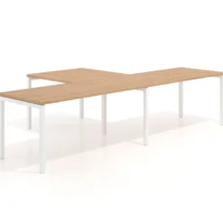 Mesa de oficina progresiva doble con ala extensión Kube, estructura blanca
