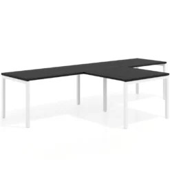 Mesa de oficina progresiva doble con ala extensión Kube, estructura blanca