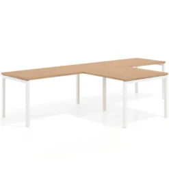 Mesa de oficina progresiva doble con ala extensión Kube, estructura blanca