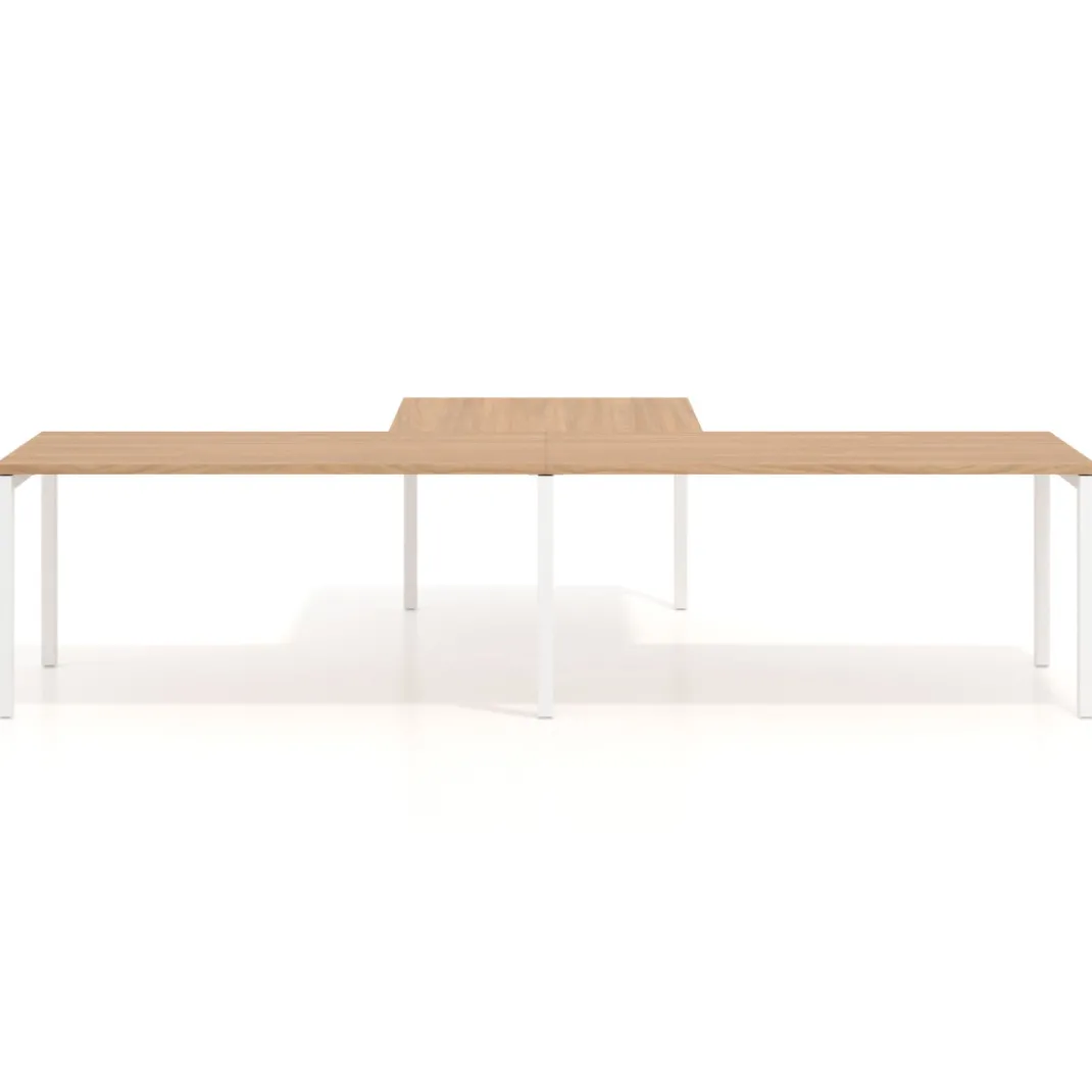 Mesa de oficina progresiva doble con ala extensión Kube, estructura blanca