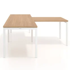 Mesa de oficina progresiva doble con ala extensión Kube, estructura blanca