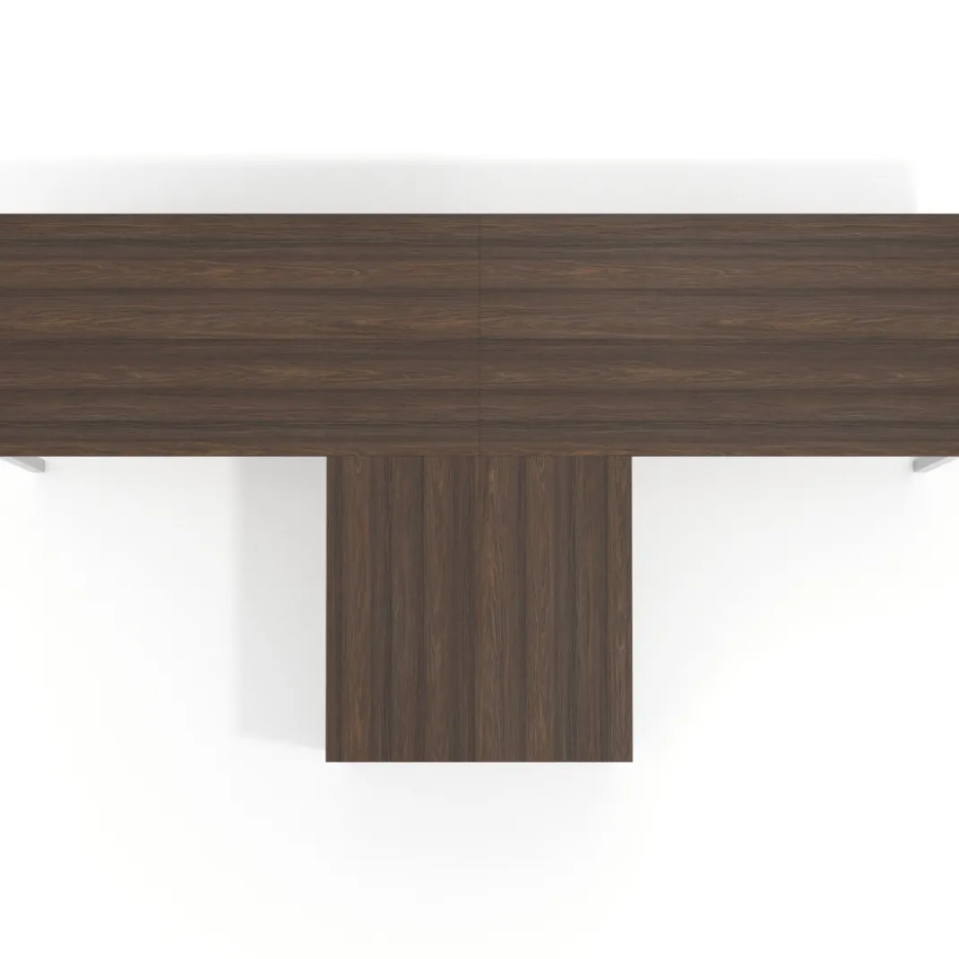 Mesa de oficina progresiva doble con ala extensión Kube, estructura blanca