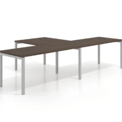 Mesa de oficina progresiva doble con ala extensión Kube, estructura blanca