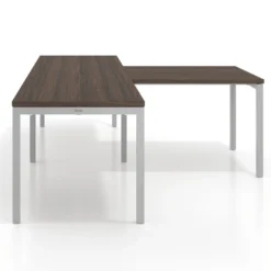 Mesa de oficina progresiva doble con ala extensión Kube, estructura blanca