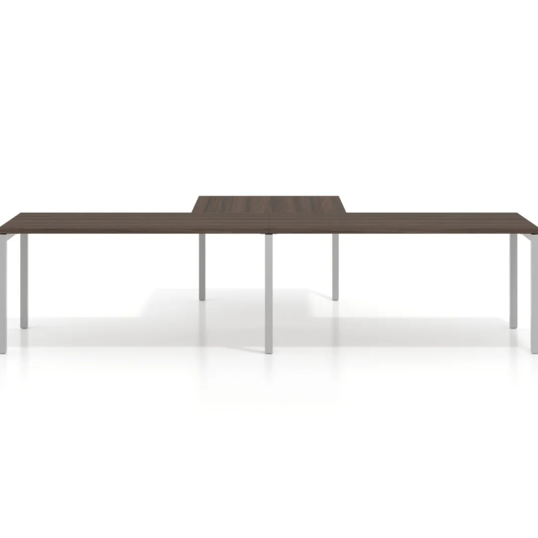 Mesa de oficina progresiva doble con ala extensión Kube, estructura blanca