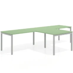 Mesa de oficina progresiva doble con ala extensión Kube, estructura blanca