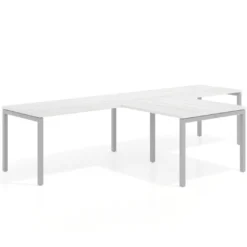 Mesa de oficina progresiva doble con ala extensión Kube, estructura aluminio