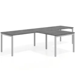 Mesa de oficina progresiva doble con ala extensión Kube, estructura aluminio