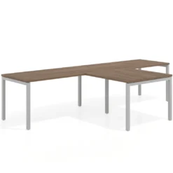 Mesa de oficina progresiva doble con ala extensión Kube, estructura aluminio