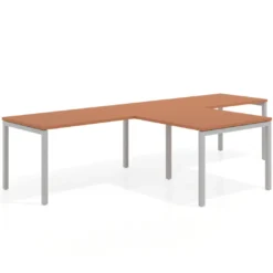 Mesa de oficina progresiva doble con ala extensión Kube, estructura aluminio
