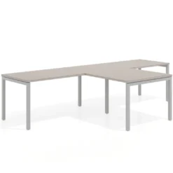 Mesa de oficina progresiva doble con ala extensión Kube, estructura aluminio