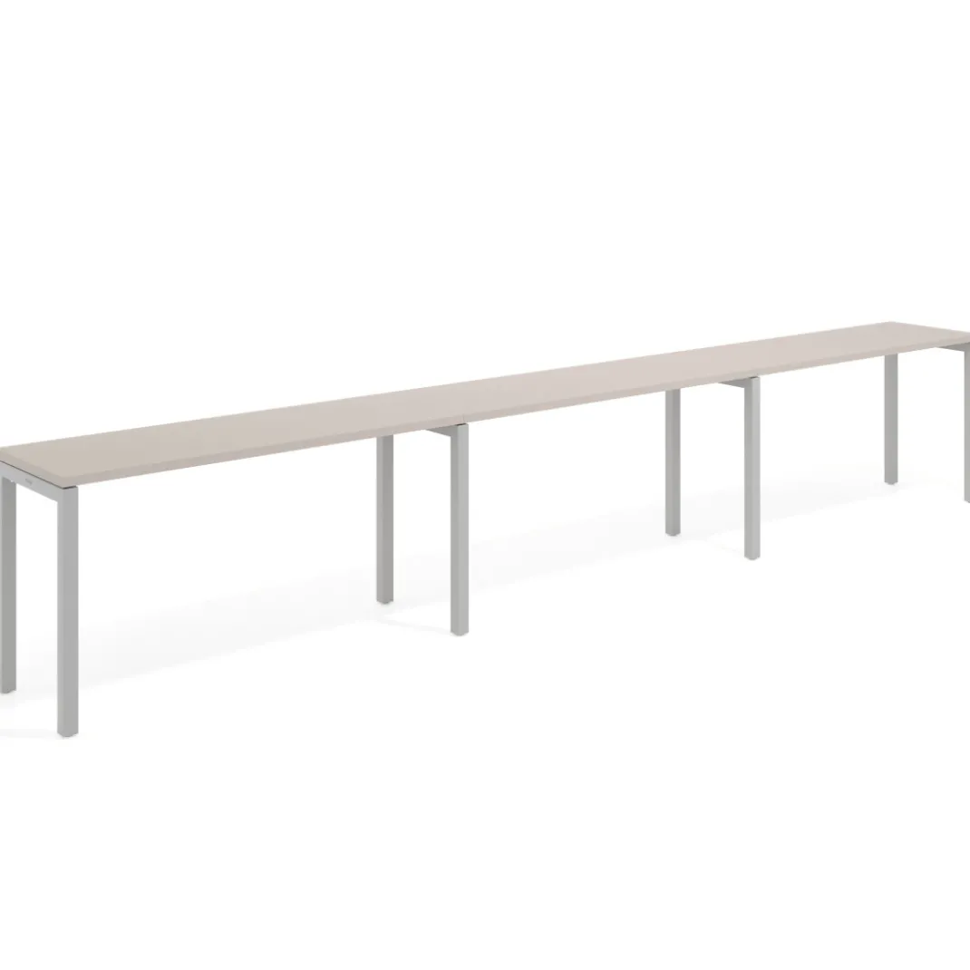 Mesa de oficina progresiva triple Kube, fondo 50cm, estructura aluminio