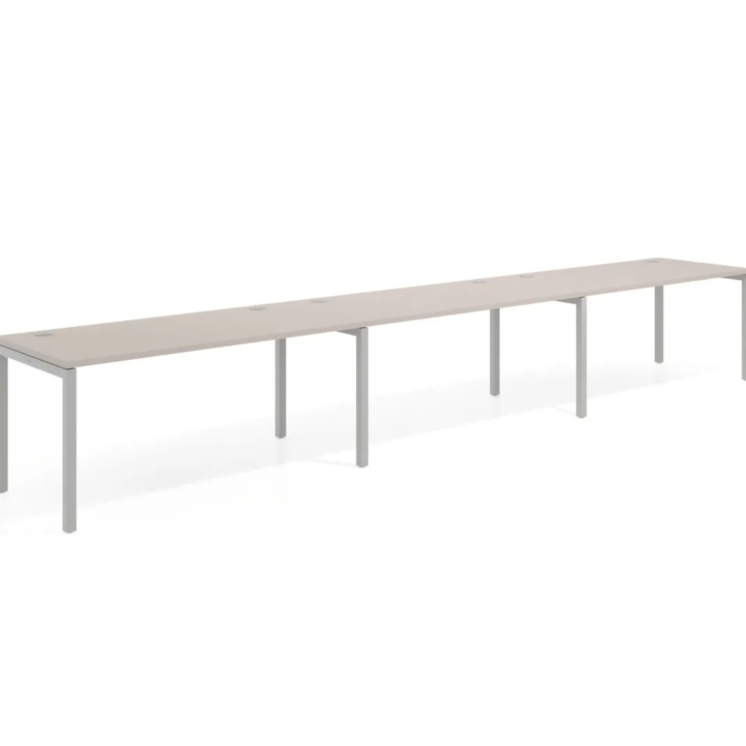 Mesa de oficina progresiva triple Kube, fondo 80cm, estructura aluminio
