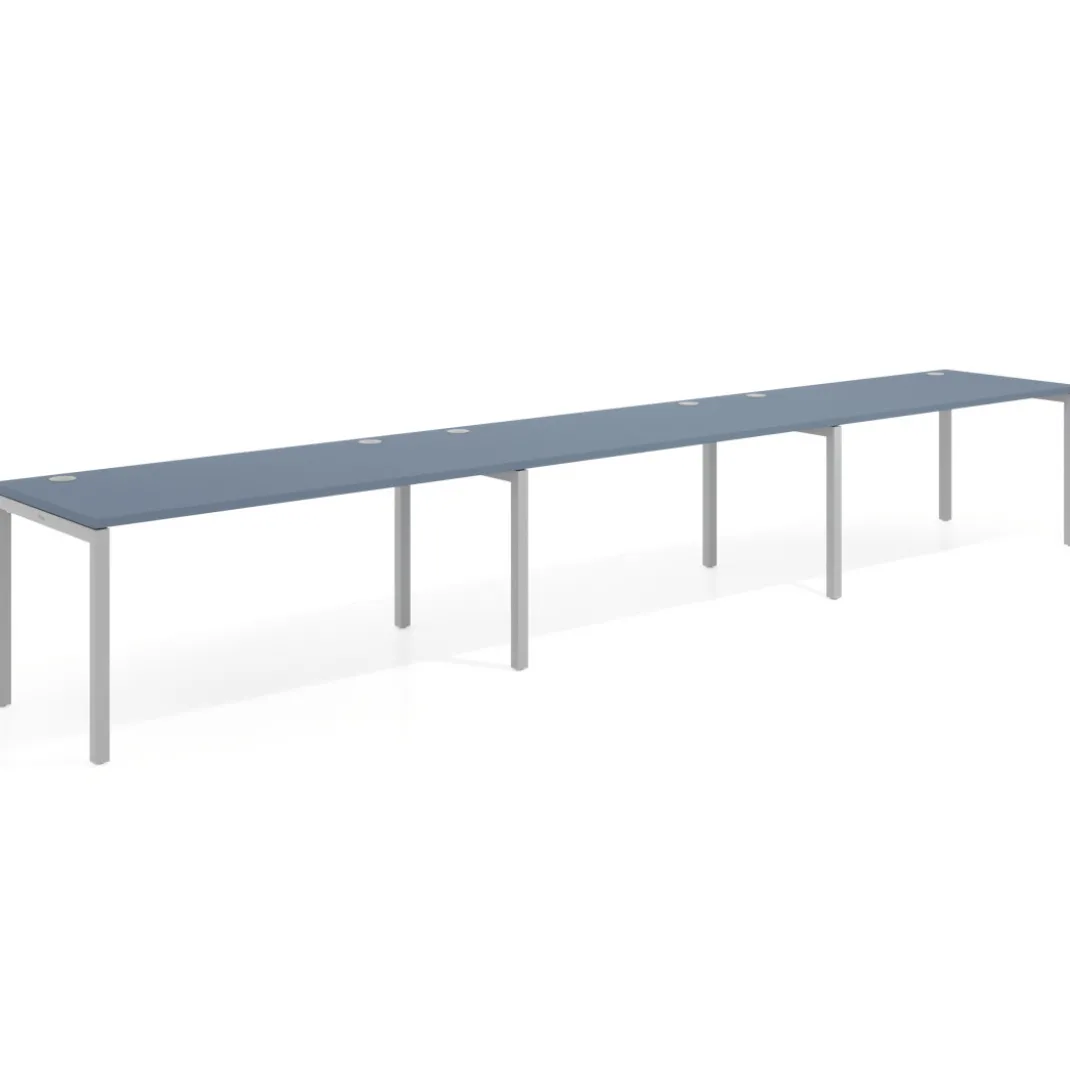 Mesa de oficina progresiva triple Kube, fondo 80cm, estructura aluminio