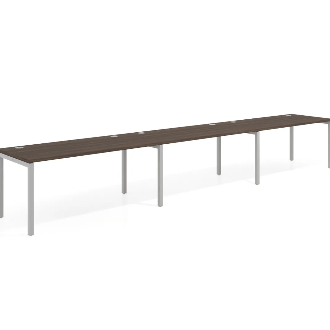 Mesa de oficina progresiva triple Kube, fondo 80cm, estructura aluminio