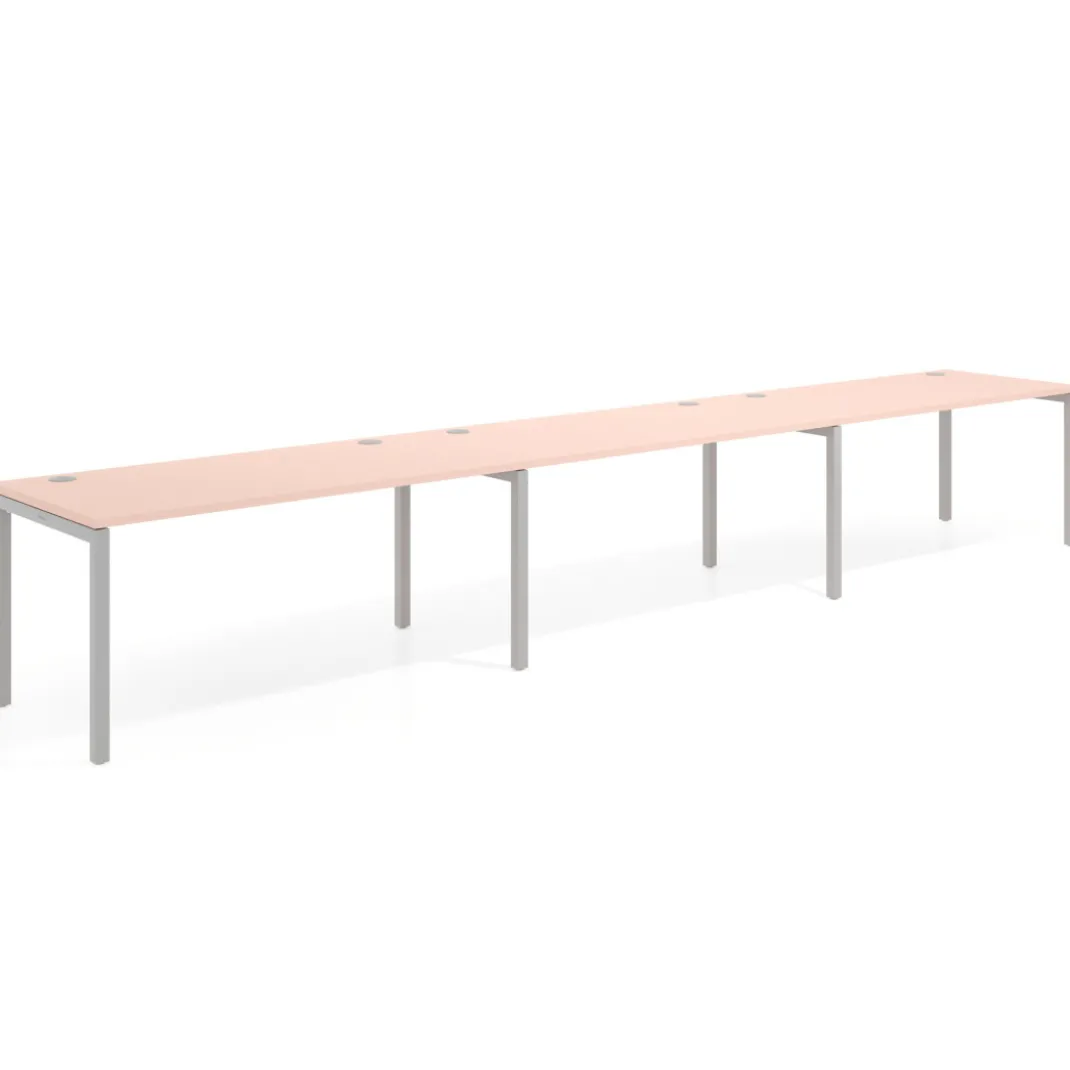 Mesa de oficina progresiva triple Kube, fondo 80cm, estructura aluminio