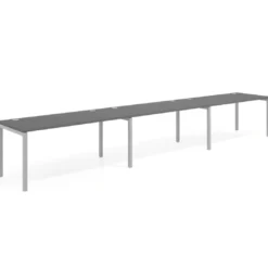 Mesa de oficina progresiva triple Kube, fondo 80cm, estructura aluminio