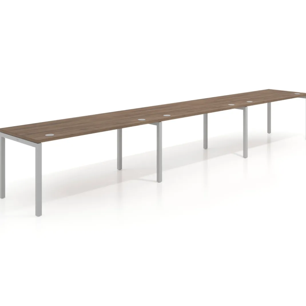 Mesa de oficina progresiva triple Kube, fondo 80cm, estructura aluminio