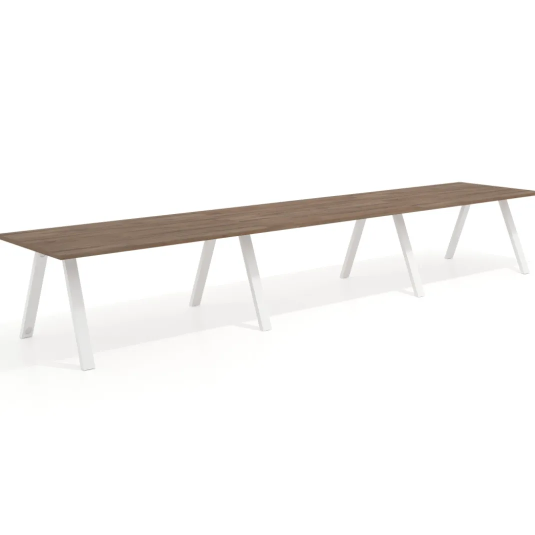 Mesa de oficina progresiva UvePro triple, fondo 100cm, estructura blanca