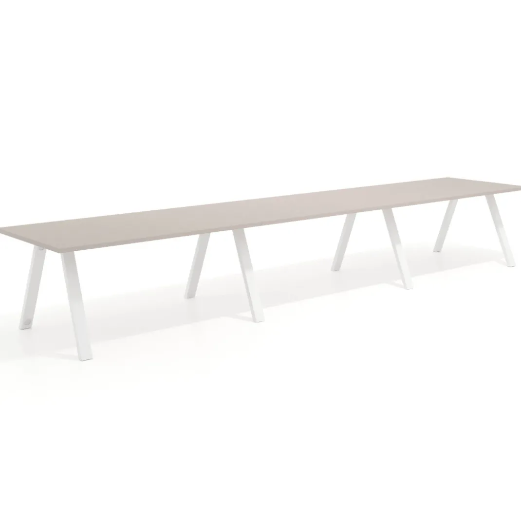 Mesa de oficina progresiva UvePro triple, fondo 100cm, estructura blanca